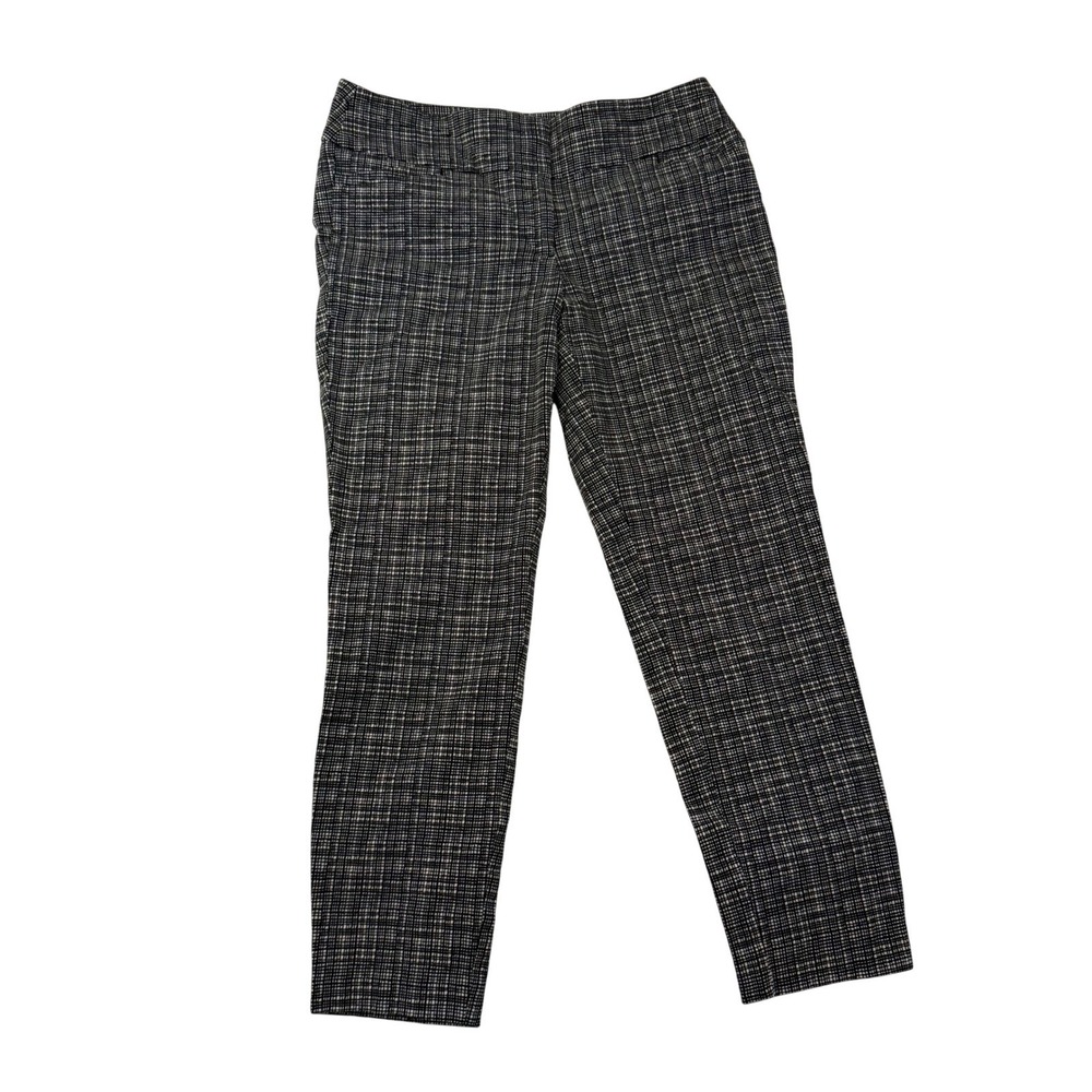 Ann Taylor LOFT Julie Skinny Pants Black White Crosshatch Grid Trousers Size 6